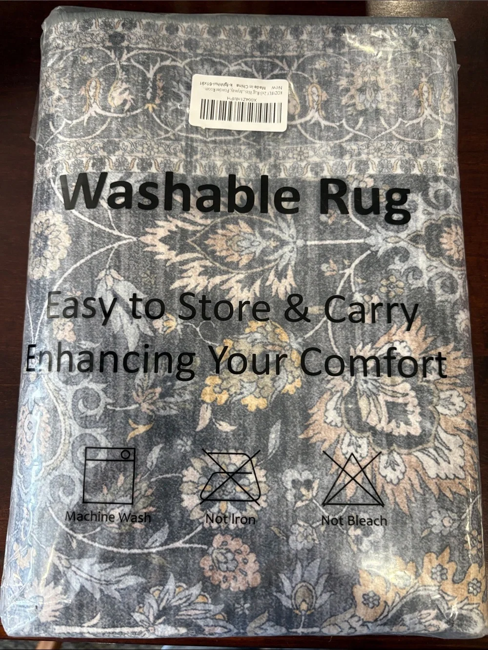 Vintage-Style Gray Floral Area Rug 2x3 New!